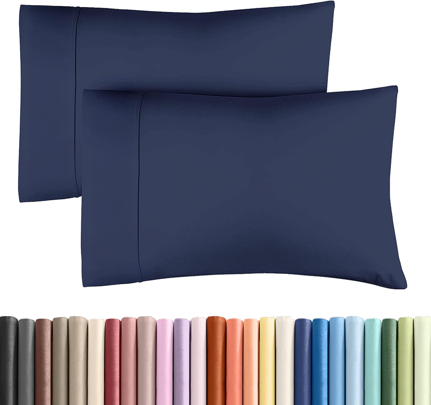 Standard Pillow Cases - 2 Pack - Super Soft Pillowcase Covers - Envelope Enclosure - Hotel Quality Pillow Protectors - Wrinkle Free, Shrink & Stain Resistant - Machine Washable - 20" x 26" (