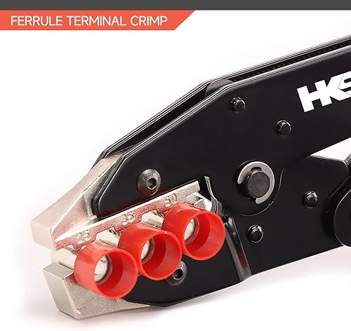 Miniatura 3 de HKS Herramienta de prensado para manguitos, terminales de virola y extremo de cable de pasador, crimpadoras de cables de trinquete - AWG 4-0 (25-50