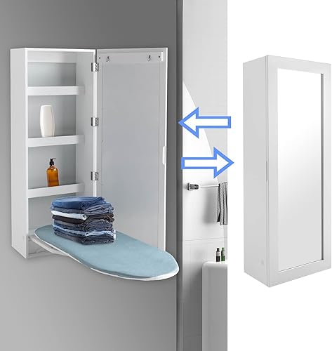 Miniatura 2 de Armario de tabla de planchar de montaje en pared, tabla de planchar giratoria integrada en la pared, plegable con almacenamiento, colgante de pared