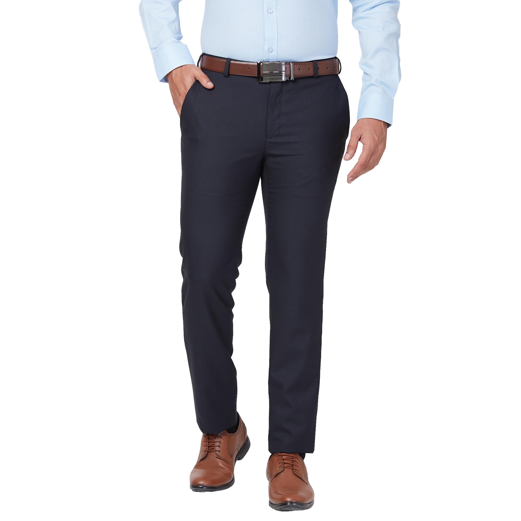 raymond Men's Slim Fit Solid Pattern Polyester Blend Pleated Formal Trouser-picture-19