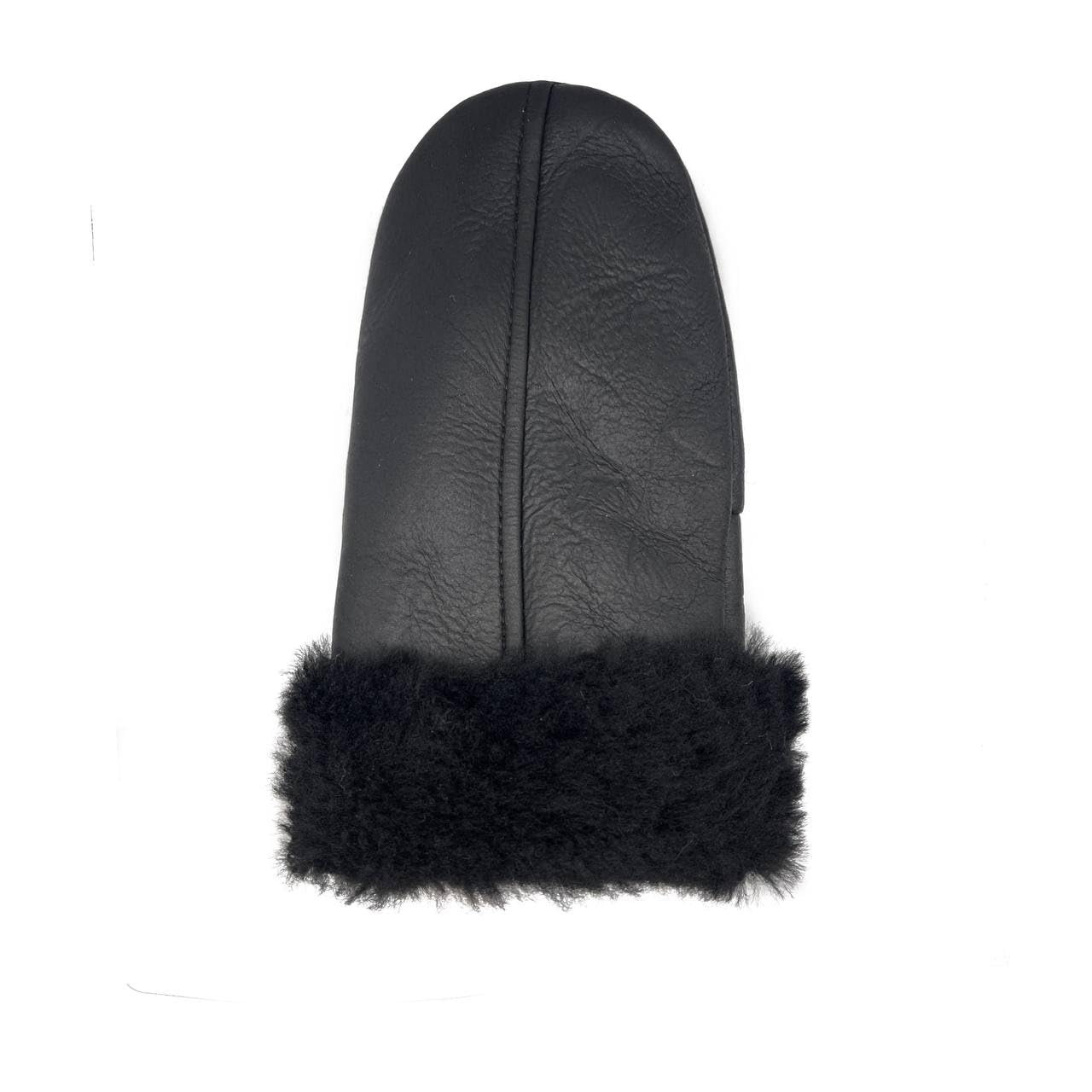 Men's and Women's Premium Shearling Sheepskin Leather Fur Mittens Black (XX-Large)