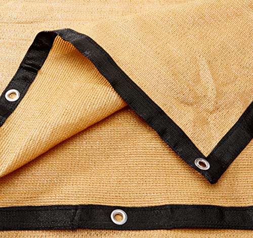 WindscreenSupplyCo 6ft x 12ft Dog Kennel Shade Covers, 85% Sunblock Shade, Top and Side Coverage, Knitted Shade Cloth with Grommets, Tan, (Not The Kennel)