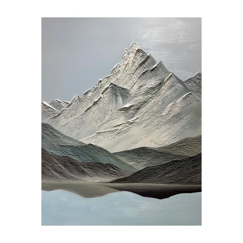 Peinture à l'huile paysage abstrait de montagne eneigée et lac sans cadre LCDIUDIU