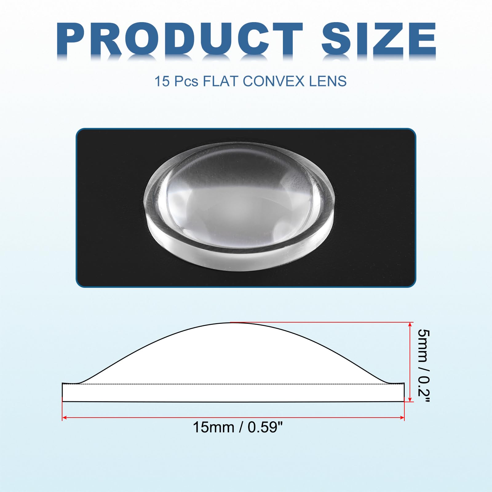 PATIKIL Diameter 15mm Flat Convex Lens - Image 2