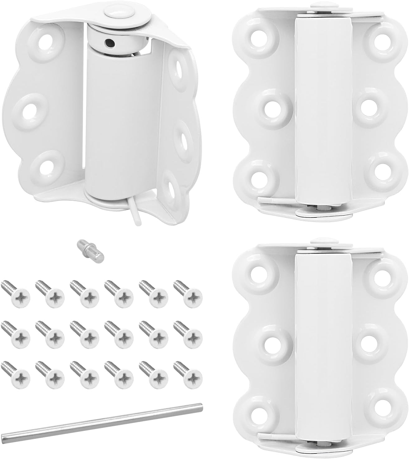 Nuk3y Screen Door Spring Hinge Set, 2-3/4"", Set Includes 2 Self-Closing Hinges & 1 Adjustable Self-Closing Hinge. (White)
