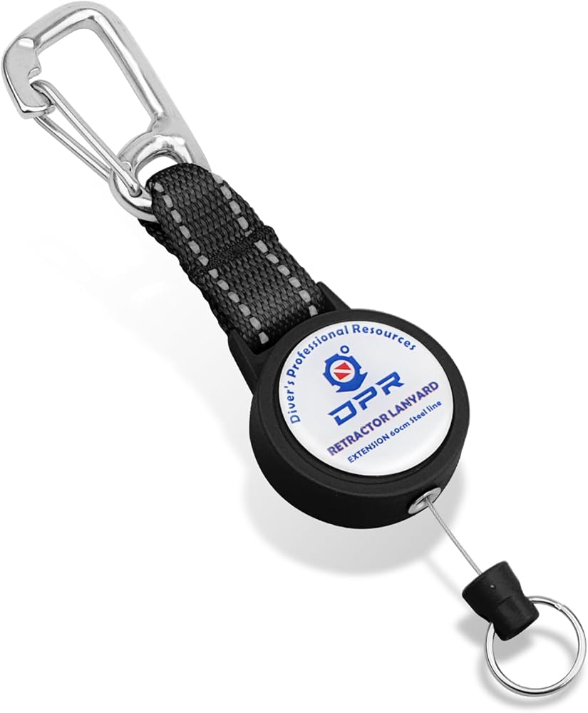 Amazon.com: OVOVFANY Clip retractor de buceo, correa retráctil para equipo de buceo de alta resistencia con gancho a presión de acero inoxidable 316, anillo dividido y cable de extensión de liberación rápida