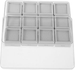 FOMIYES Acrylic Jewelry Storage Box with Lid 12-grid Plastic Square Container Gemstone Organizer Tray for Loose Stones Display and Collectibles Storage