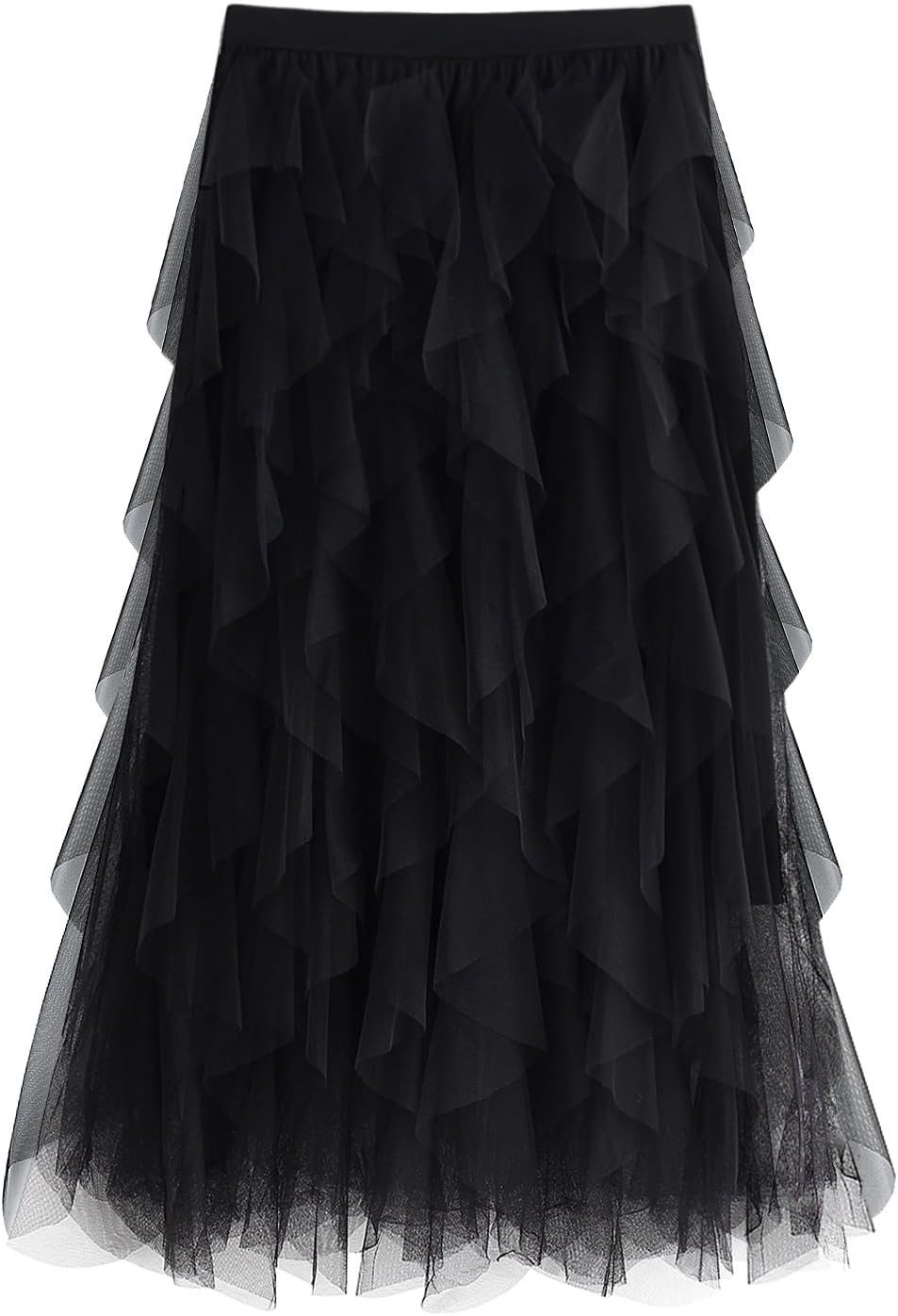 Tulle Skirts for Women Long Length Tutu Fairy Tiered Skirt A Line Mesh Elastic Waist Skirts