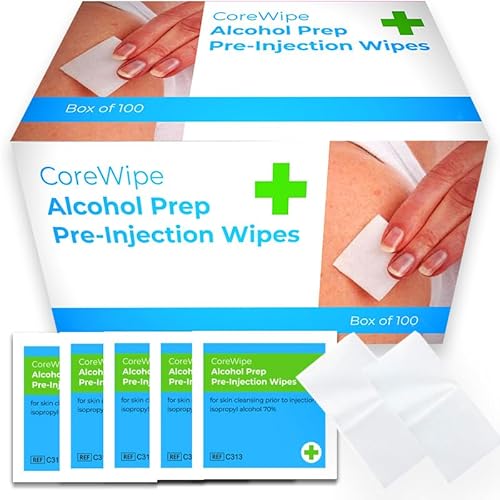 Core Medical 70% Isopropyl Alcohol Pads, Individually Sealed Wipes Swabs Suitable For Medical Pre-Injection And Antibacterial Cleaning Portable