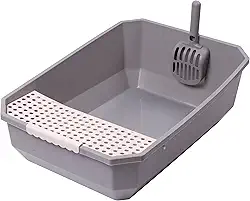 JAMBO PET Caixa De Areia Com Pá Para Gatos Design Moderno Cinza, Extra Grande