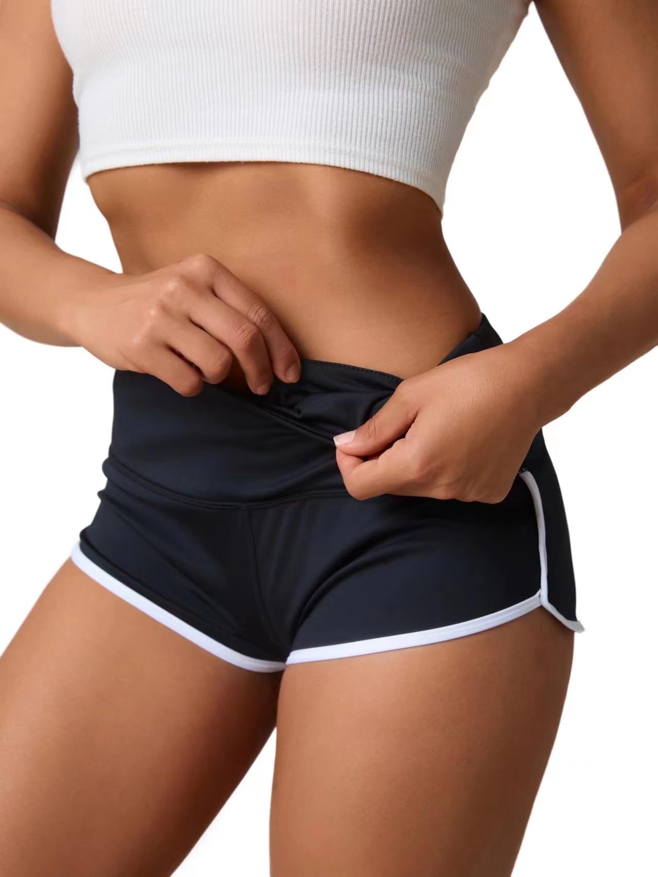 Wectm Women's Yoga Booty Shorts Running Athletic Gym Workout,1031, Black, XS