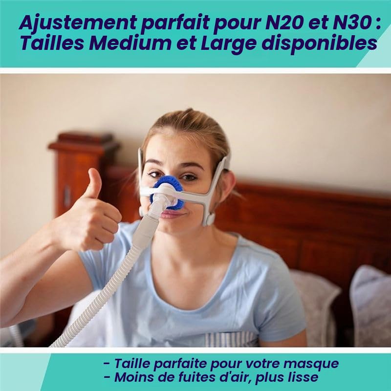 Lot de 8 housses de coussin lavables - Respirantes - Réduisent la pression nasale - - Doublure pour le confort du sommeil - Accessoires de masque lavables en machine