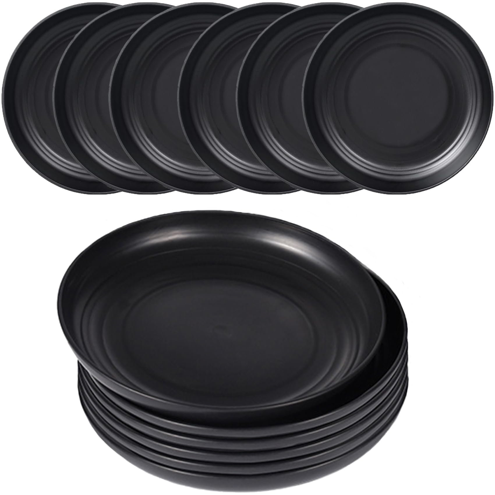 MaoMaoCha Plastic Plates Reusable Set of 6, 7.8 Inch Unbreakable Dinner Plate, Lightweight Service Plates for Kitchen Camping