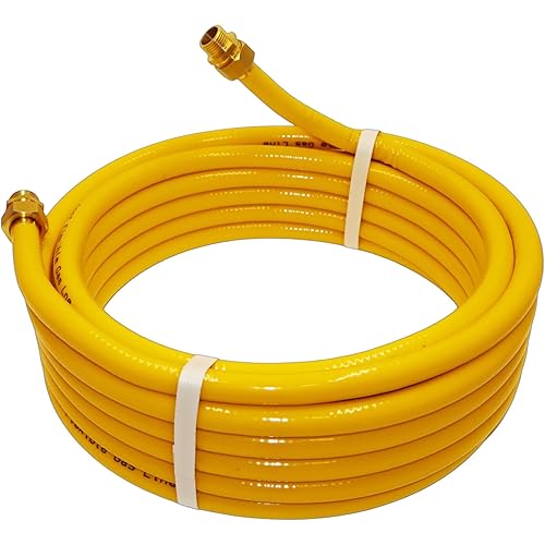 1/2" CSST Gas Line 33ft Flexible Gas Line,Corrugated Stainless Steel Tubing with 2 Male Fittings for Natural Gas and Propane