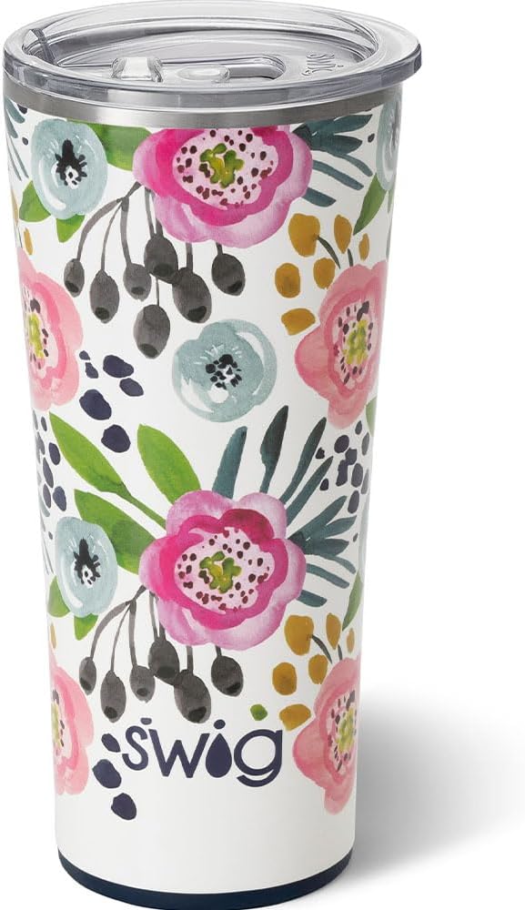 Swig Life22oz Insulated Tumbler, Travel Coffee Tumbler with Lid, Cup Holder Friendly Travel Coffee Mug, Stainless Steel Thermos(Primrose)