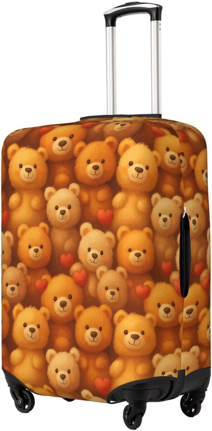 Lovely Bear and Heart Luggage Cover Suitcase Protector Elastic Washable Fit X-Large (29-32 Inch Suitcase)