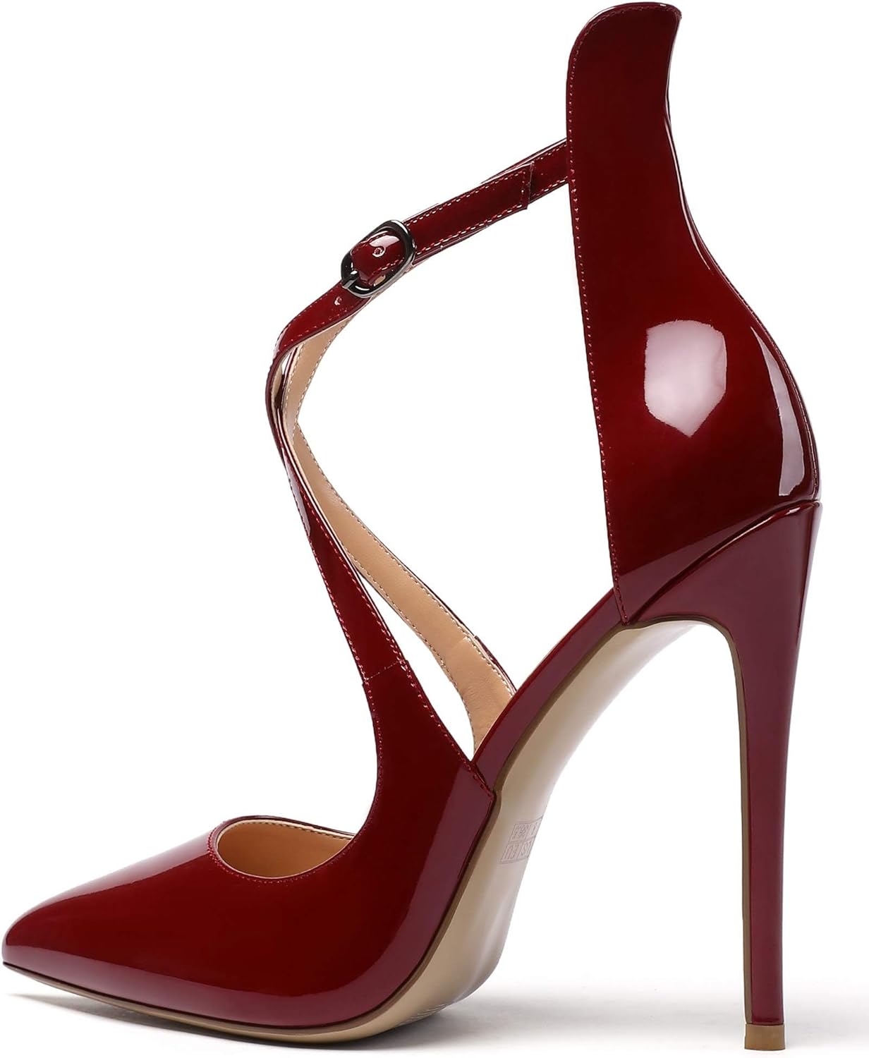SAMMITOP Women's Pointed Toe Stiletto High Heels Crisscross Strappy Pumps Ladies Ankle Buckle Strap Shoes - Image 3