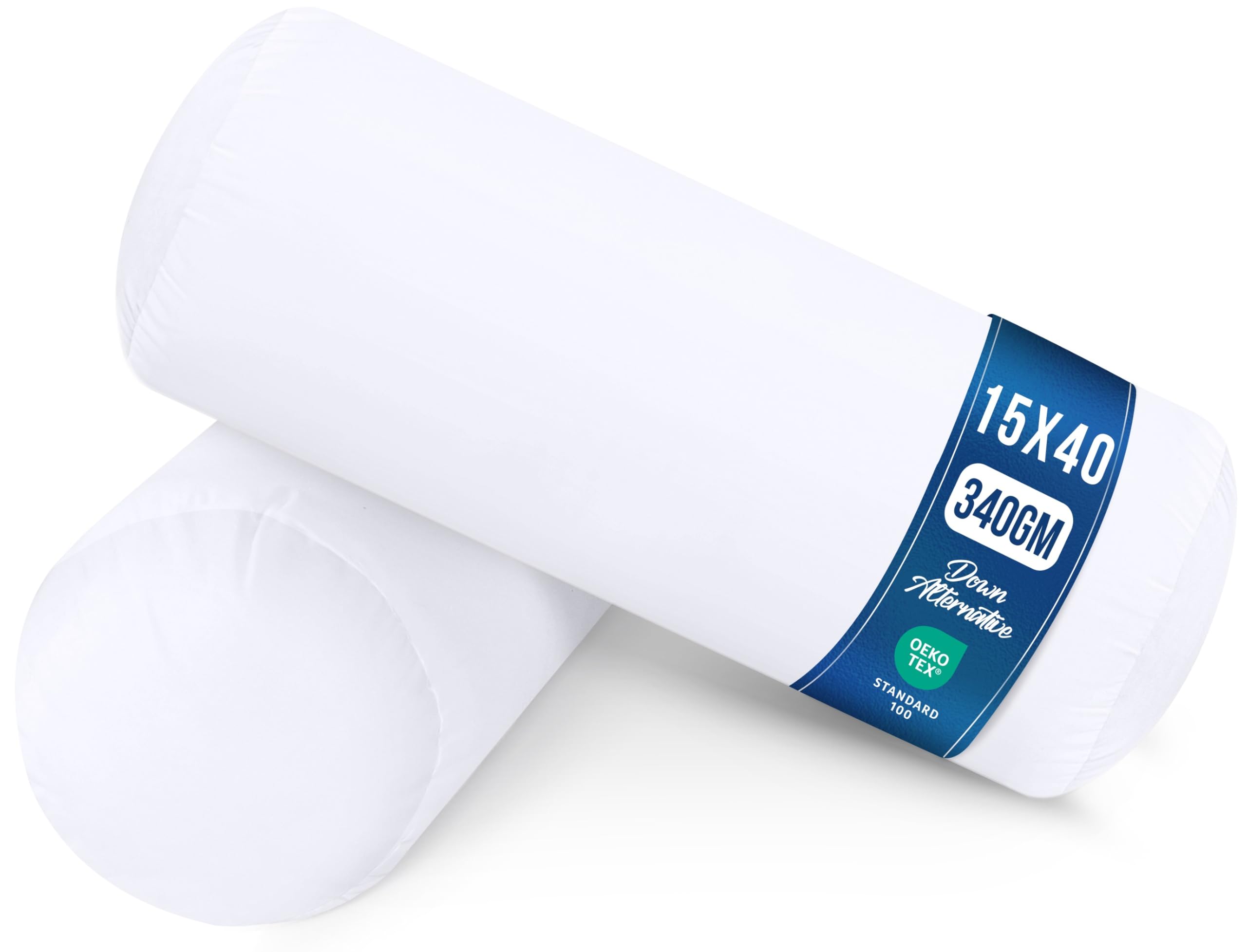 Utopia Bedding Pillow Roll (Pack of 2), 15 x 40 cm (6” x 16”) Support Pillow, Hollowfibre Bolster Cushion (White)