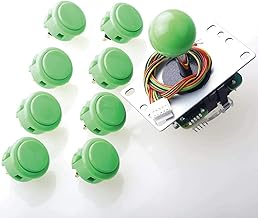 Sanwa JLF-TP-8YT Joystick + Sanwa 8 pcs OBSF-30 Push Button Bundle Kit Color : Green - for Arcade Game 4 & 8 Way Adjustable, Compatible with Catz Mad SF4 Tournament Joystick S@NWA