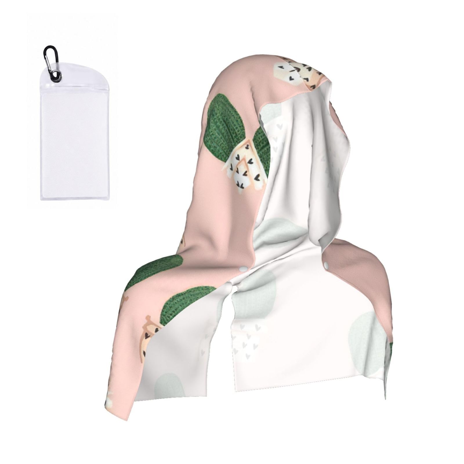 DUWAA Cactus Print Reusable Hoodie Cooling Neck Wrap, Hot Weather Outdoor Sports Workout Head Towel For Stay Chill