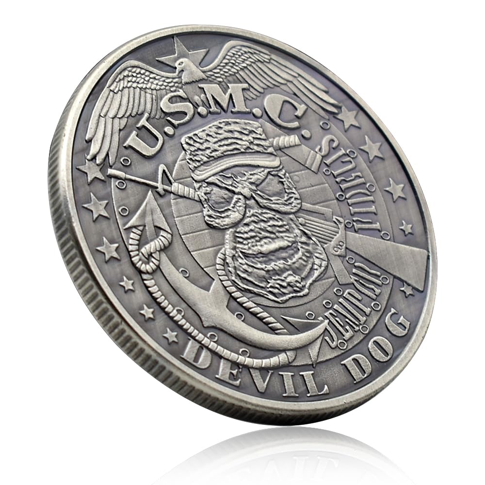 United States Marine Corps Challenge Coin EST.1775 U.S.M.C diabeł pies metalowy medal z plastikowym etui rzemiosło artystyczne