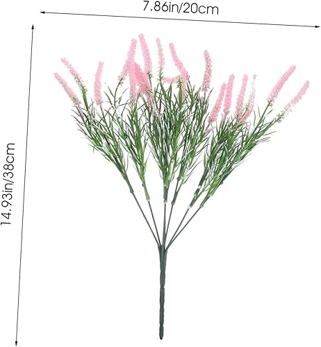 Miniatura 8 de LIFKICH 6 piezas de lavanda artificial de plástico vegetación tallos naturales falsos plantas de follaje artificial arbustos arbustos plantas