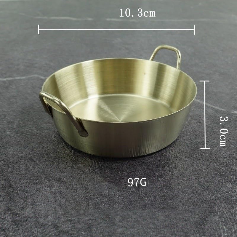 Echeson 1PC Stainless Steel Tableware, Lightweight and Portable Korean Round Plate Suitable for Home Or Outdoor Camping(M Gold)