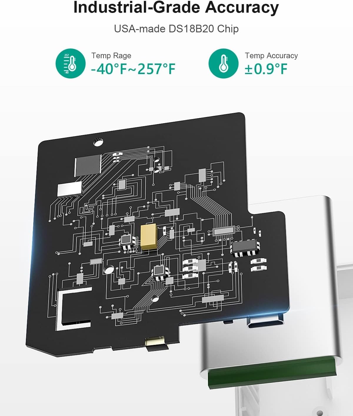 MOCREO WiFi Fridge Thermometer Freezer Alarm, App Email Alert, No Subscription Fee, 2 Remote Smart Temperature Sensors for Kitchen, Refrigerator, RV, Hot Tub
