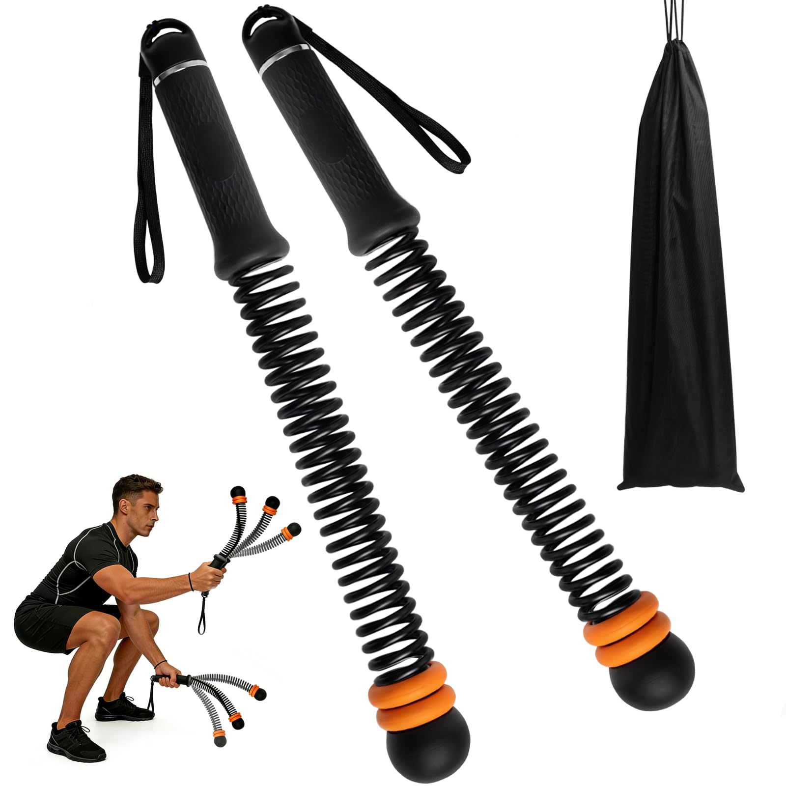 Battle Rope, 2 Pezzi Battle Rope Senza Corda, Fune Pesante da Allenamento per Allenamento HIIT, Cardio e Esercizi di Forza per Interni Esterni Casa, con Borsa Portaoggetti
