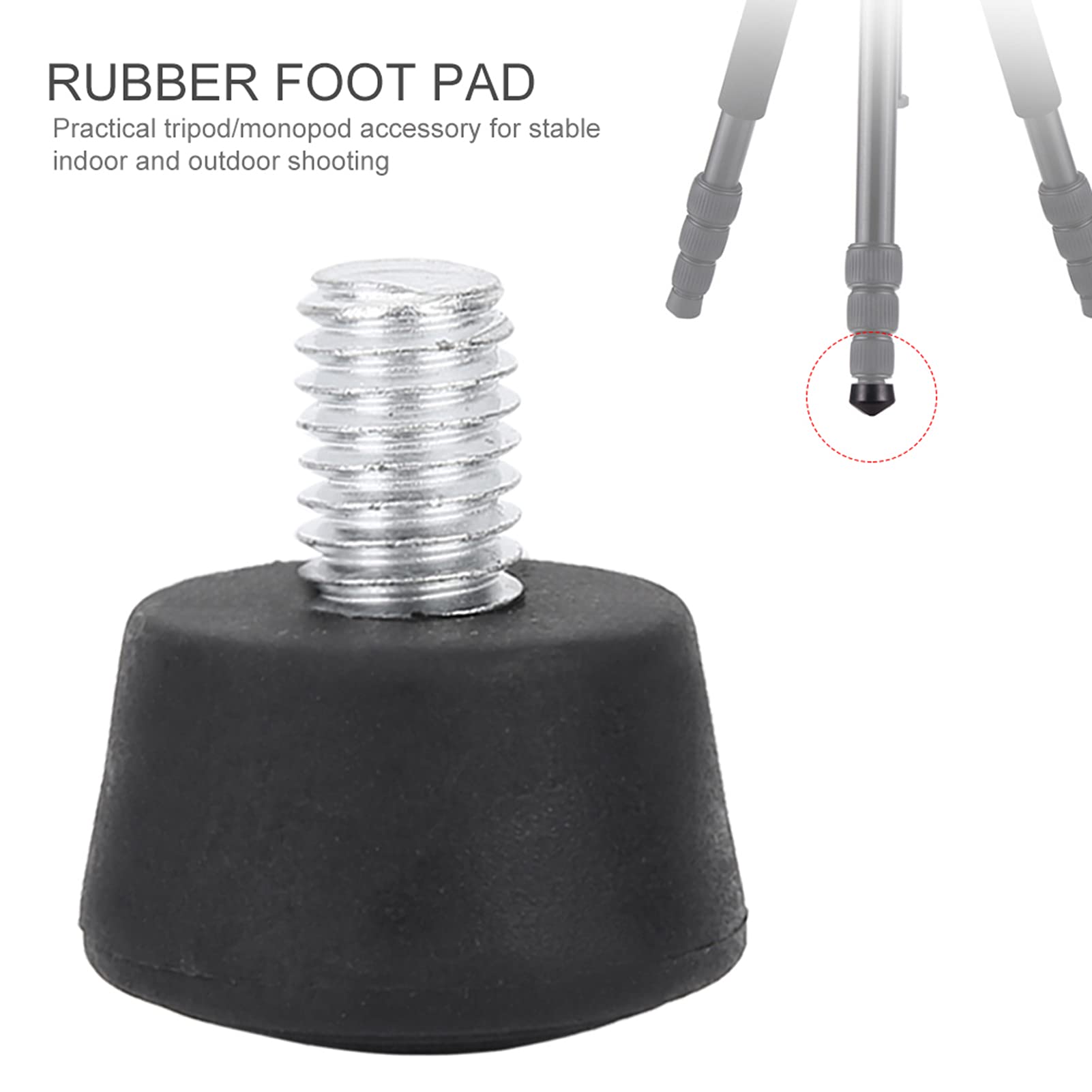 Tripod Rubber Feet, Universal Anti Slip Rubber Tripod Foot Pad Monopod Tripod 1/4in or 3/8in Rubber Tripod Foot Spikes for Uneven Ground (3/8)