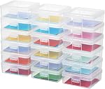 novelinks Plastic Small Storage Containers for Organizing, Mini Tote Box | 18 Pack, Small Clear, Task Boxes for Special Education, Board Game Storage Containers, Balloon Storage Organizer