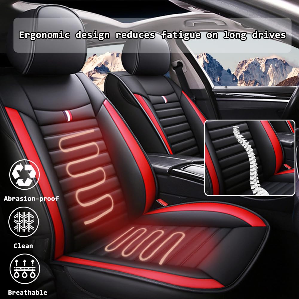 Ensemble complet de housses de siège de voiture universelles en cuir synthétique avant et arrière – Coussins de voiture pour Opel Agila, Antara, Astra, Corsa-e Grandland, X, Insignia, Meriva, Mokka