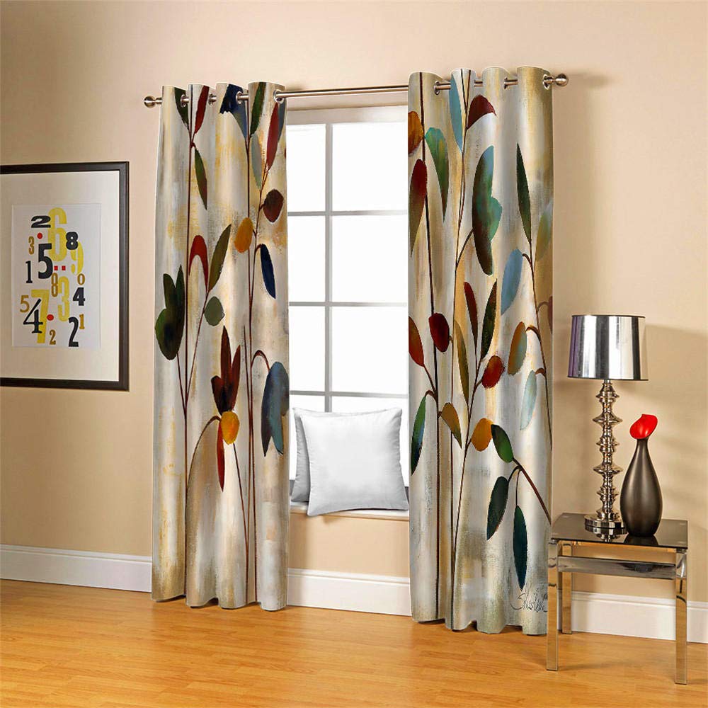 Rideau Occultant 3D Impression Salon Moderne Thermique Isolant Anti Froid Polyester 2 Pièces 140x245 cm Rideaux Fenêtre Fleurs Colorées Chambre Cuisine