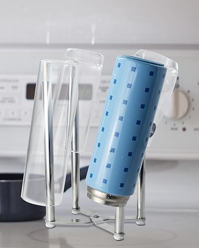 Miniatura 6 de Soporte para soporte de cocina, estante de secado de bolsas de plástico, tazas multifuncionales para encimera, botellas, estante de secado para