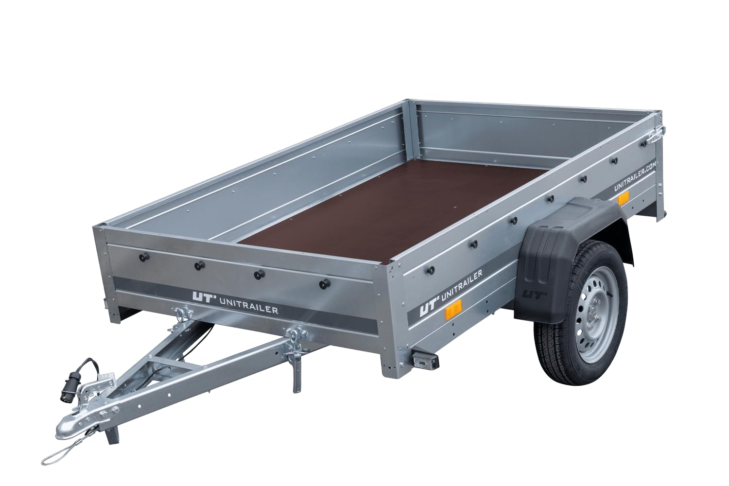 UNITRAILER PKW Anhänger Garden Trailer 201 Kipp, Autoanhänger 750kg mit 200x125cm Ladefläche, Anhänger bis 750Kg mit Kippbare V-Deichsel und Aufklappbare Hintere Bordwand