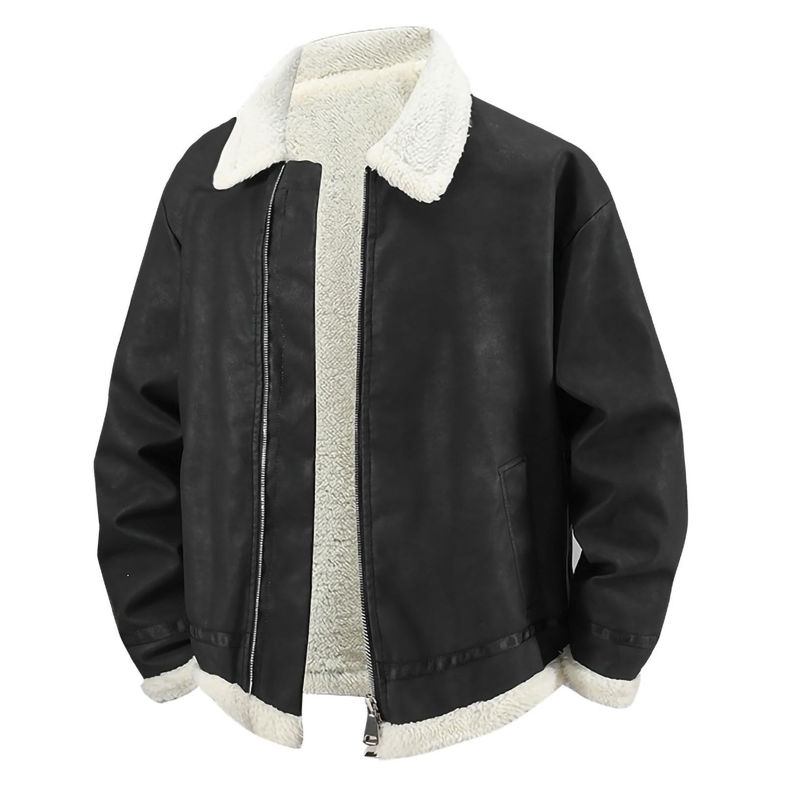 Jacke Herren Kunst Wildlederjacke Winterjacke Fleecejacke Große Größen