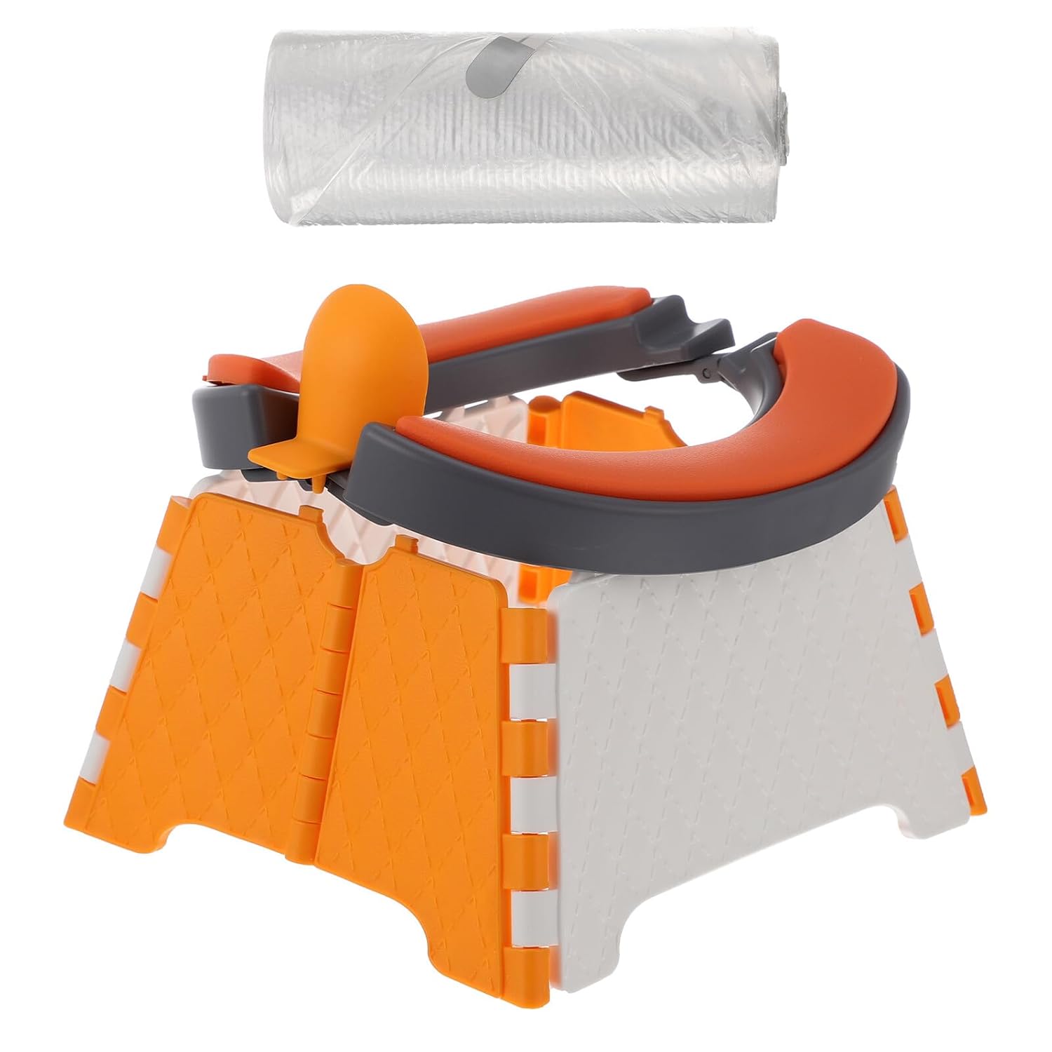 Toyvian Foldable Potty Toilet Portable Travel Closestool Lightweight Foldable Toilet for Outdoor Car Use with Cleaning Bags Orange White