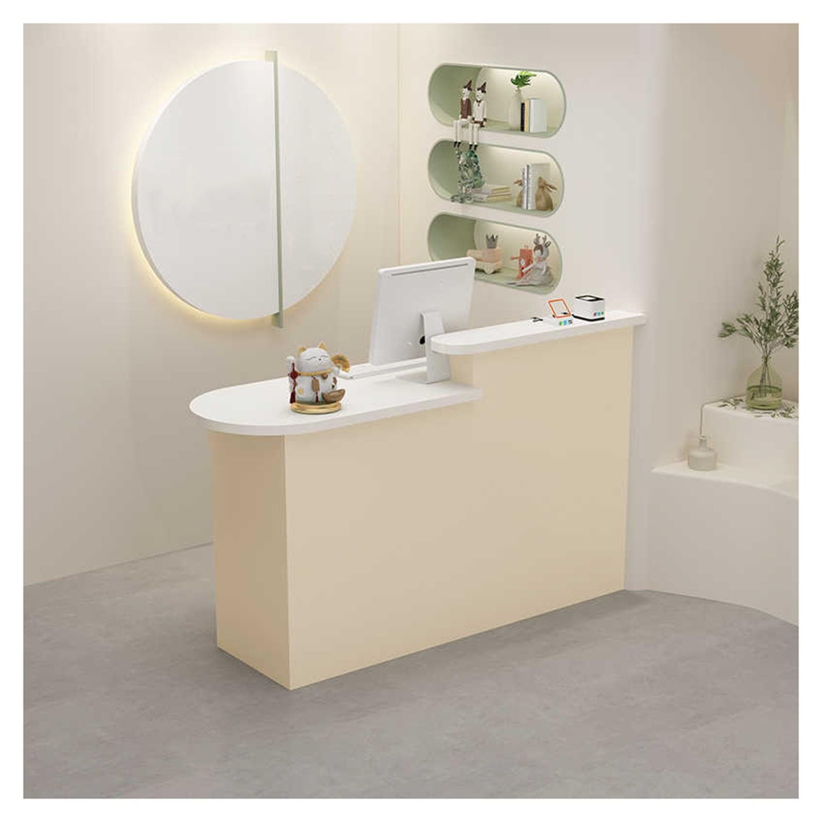 Rezeption, Empfangstresen, Einzelhandelstheke, Kasse, Kassierer, Büro-Spindtisch mit Schubladenkabel, moderner Empfangstresen mit Theke – stilvolle Kassentheke für Home Office, Einzelhandel,