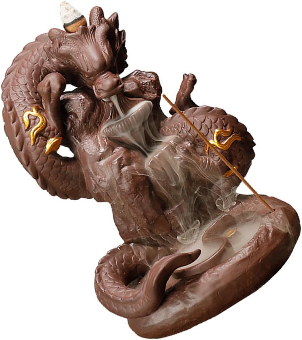 Dragon Backflow Incense Burner Ceramic Dragon Design Censer Decorative Cone and Stick Incense Holder for Home Aromatherapy Meditation