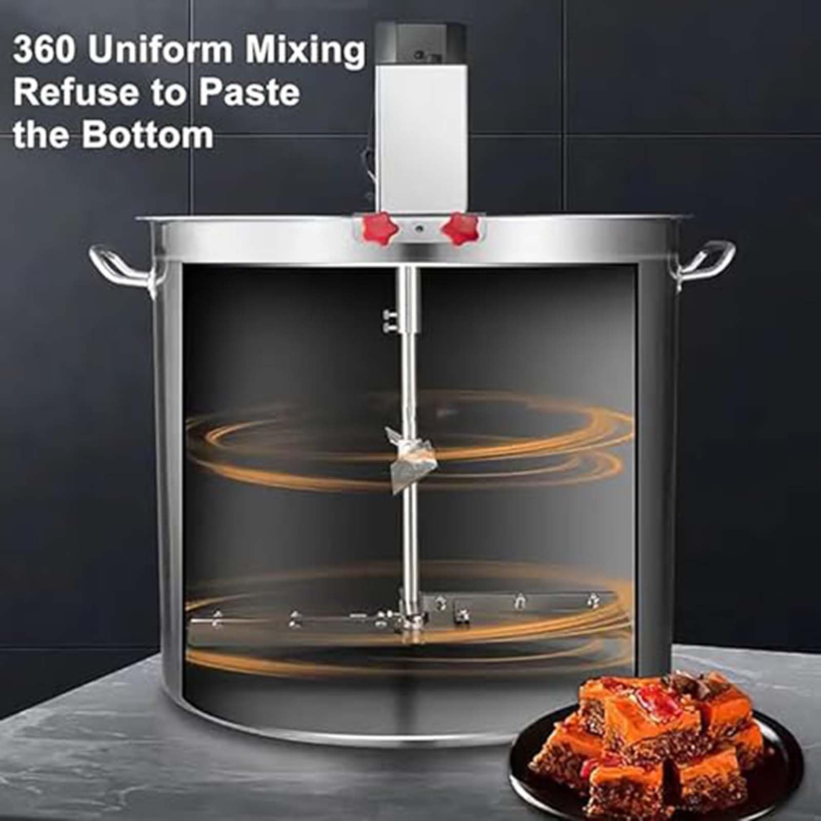 Robot da Cucina Automatico Professionale con Funzione di Riscaldamento, velocità di miscelazione Regolabile per condire Hot Pot, zuppe, Salse e fritture, in Acciaio Inox, c,40L