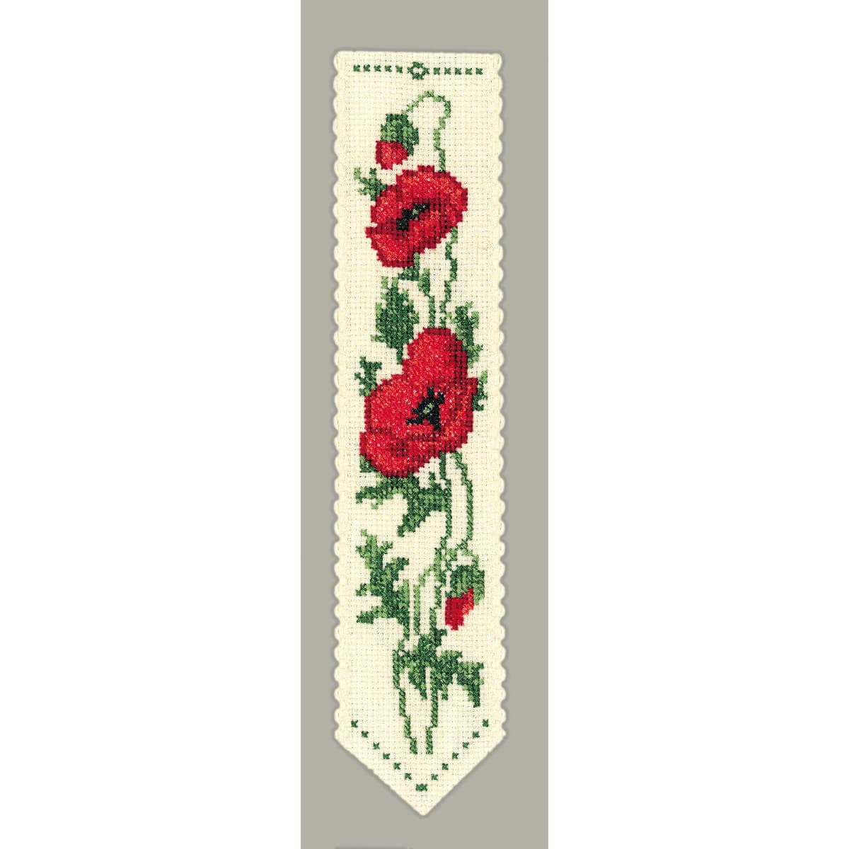 Le Bonheur des Dames bookmark counted cross stitch kit ""Poppies"", 5x20cm, DIY