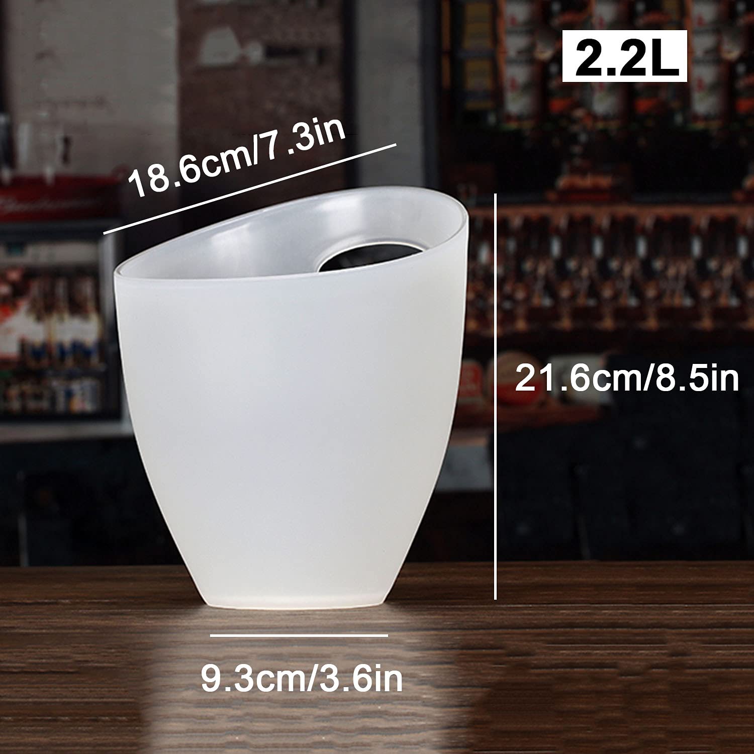 Seau à glace en plastique cristal de 3 L pour champagne, bière, vin