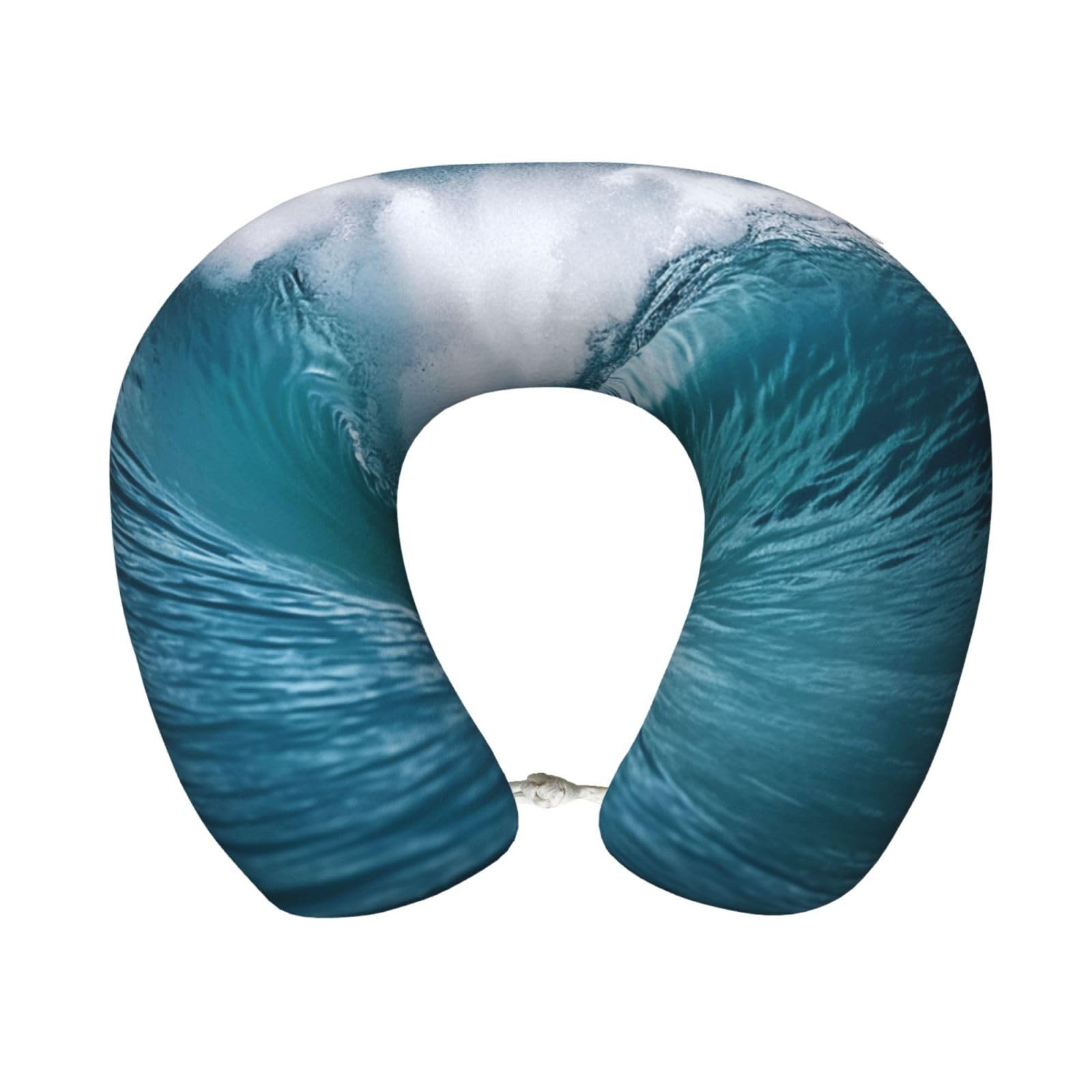 peiyeety Ocean Wave Travel Pillow Memory Foam - Comfortable U Shape Neck Pillows for Sleeping, Neck and Head Support Portable Airplane Pillow Adjustable Flight Pillow, Washable Cover