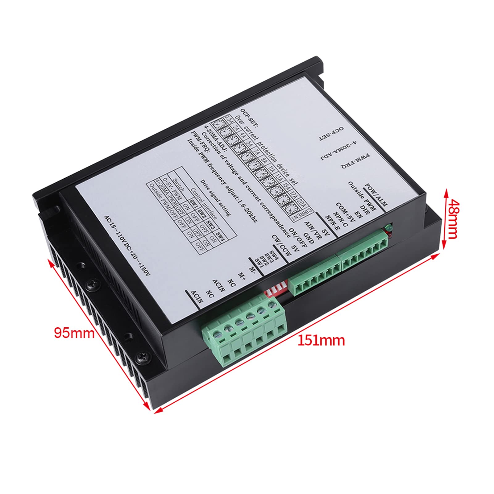 Contrôleur De Vitesse Du Moteur 12 V, CC 10-60 V 20 A, Modulateur De Largeur D'impulsion PWM