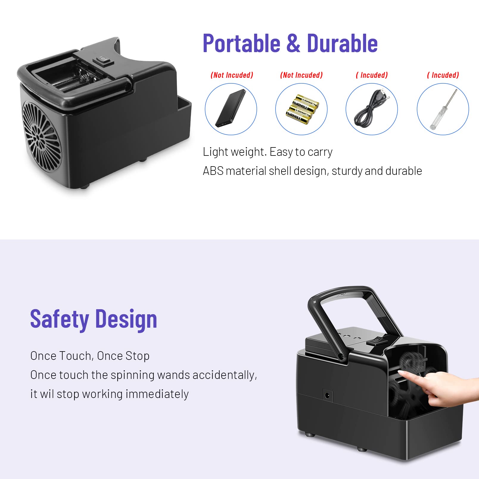 Machine à bulles, souffleur de bulles automatique, créateur de bulles portable, prend en charge plus de modes d'alimentation (Plug-in/Piles/Power Bank) et deux niveaux de vitesse
