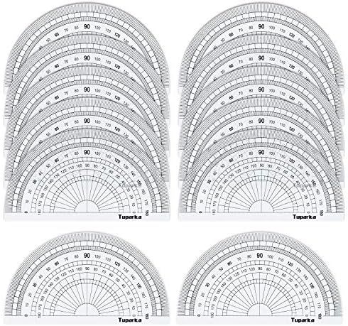 TUPARKA 12 Pack Protractor Clear Math Protractor 180 Degrees 10cm
