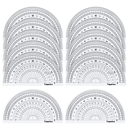 TUPARKA 12 Pack Protractor Clear Math Protractor 180 Degrees 10cm