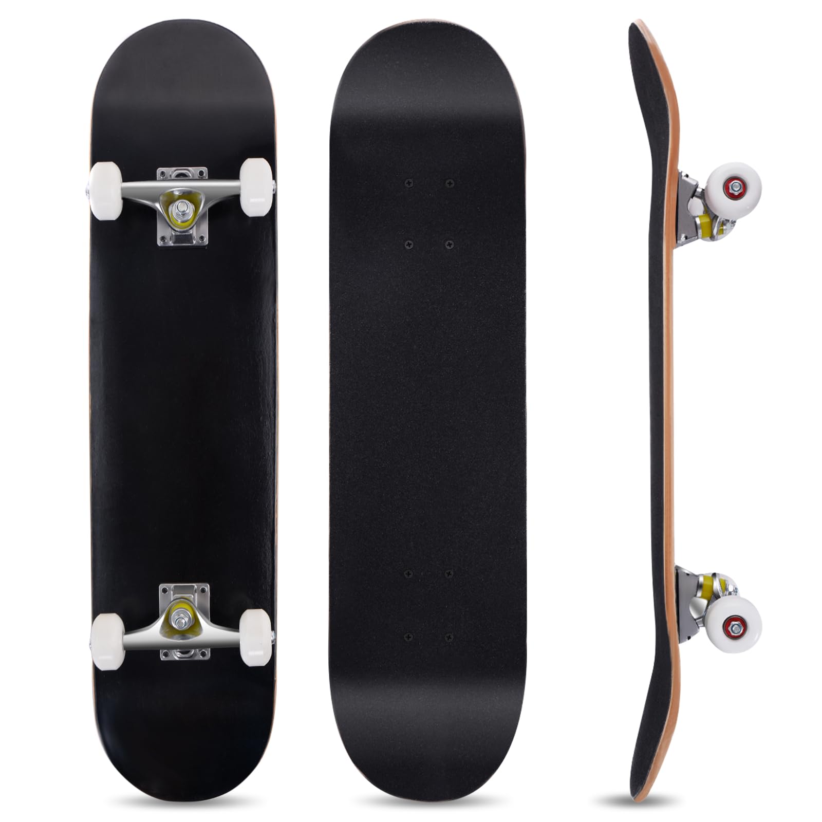 GYMAX Skateboard Complet de 78,7 x 20,3 cm avec roulements à Billes ABEC-7, Plateau en Bois d'érable à 7 Couches, Double Coup de Pied, Skateboard Standard pour Enfants, Adultes, débutants