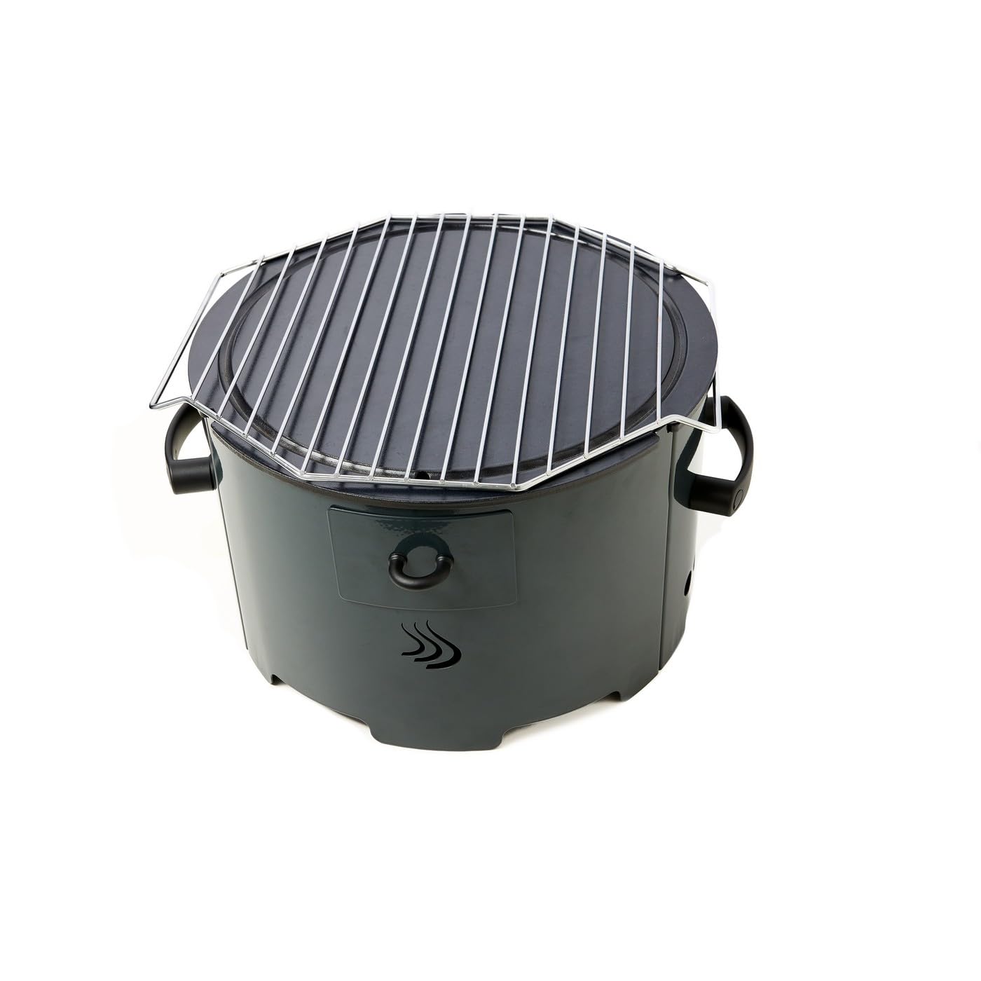 Eco fire - Barbecue portatile a Pellet modello "Apache" con piastra in Acciaio diametro 38 cm e spessore 6 mm - Grigio Antracite