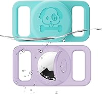 Vista 12 de Paquete de 2 soportes impermeables para collar de perro AirTag compatibles con Apple AirTag, soporte de silicona oculto para Airtag Tracker, negro